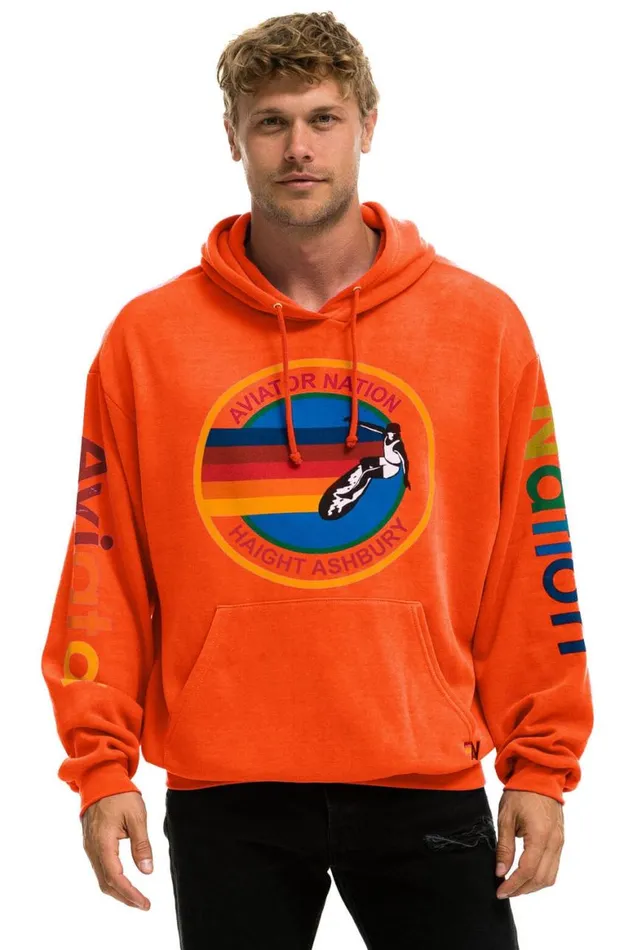 WomenMen Hoodies Aviator Nation Haight Ashbury Relaxed Pullover Hoodie 8211 Orange