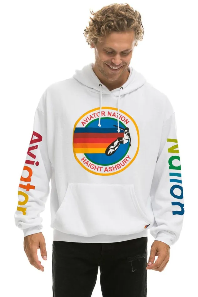 WomenMen Hoodies Aviator Nation Haight Ashbury Relaxed Pullover Hoodie 8211 White
