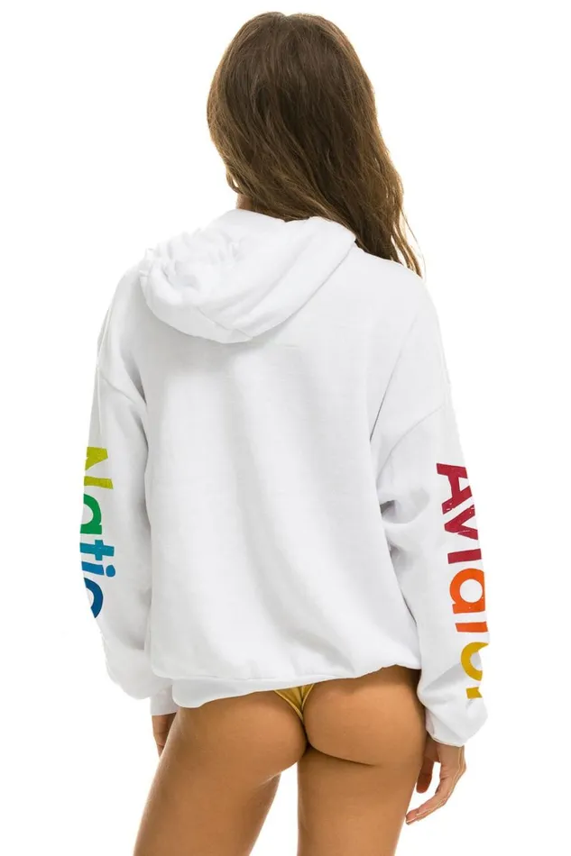 WomenMen Hoodies Aviator Nation Haight Ashbury Relaxed Pullover Hoodie 8211 White
