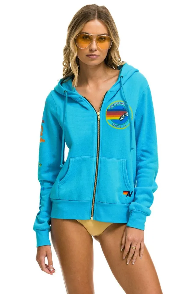 WomenMen Hoodies Aviator Nation Hoodie 8211 Neon Blue