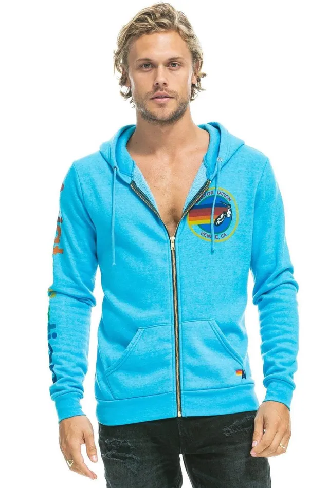 WomenMen Hoodies Aviator Nation Hoodie 8211 Neon Blue