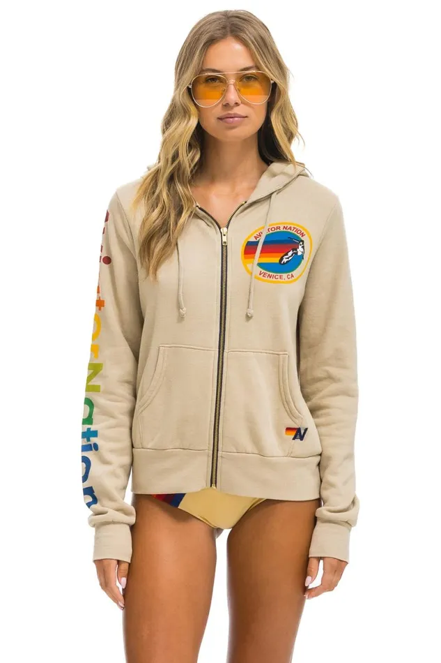 WomenMen Hoodies Aviator Nation Hoodie 8211 Sand