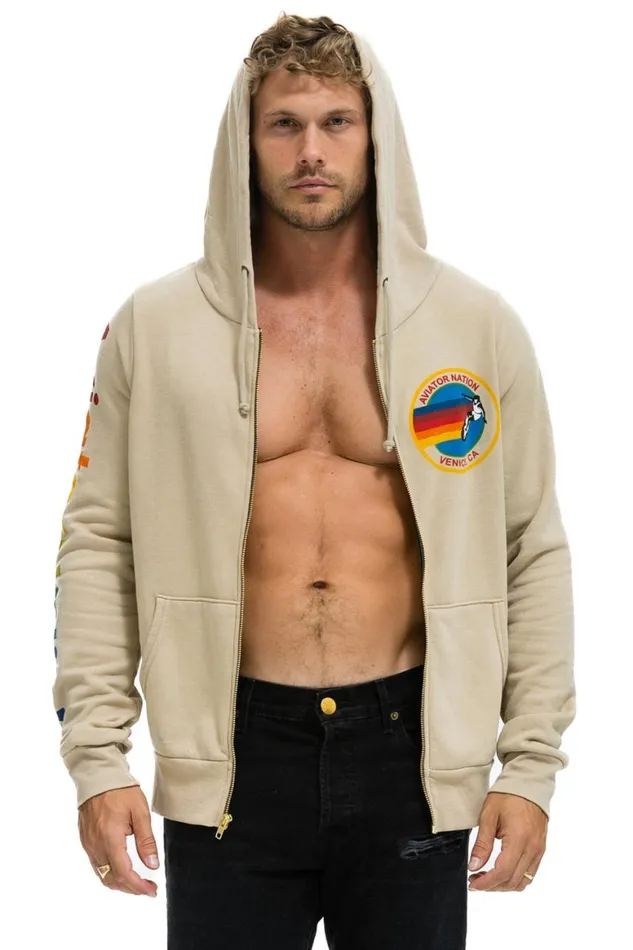 WomenMen Hoodies Aviator Nation Hoodie 8211 Sand