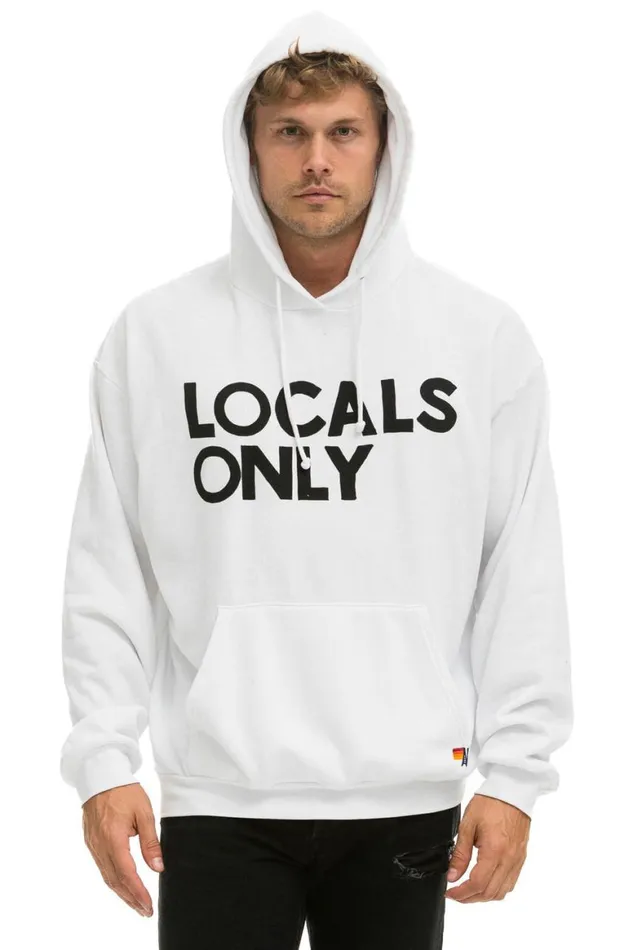 WomenMen Hoodies Aviator Nation Locals Only Relaxed Pullover Hoodie 8211 White