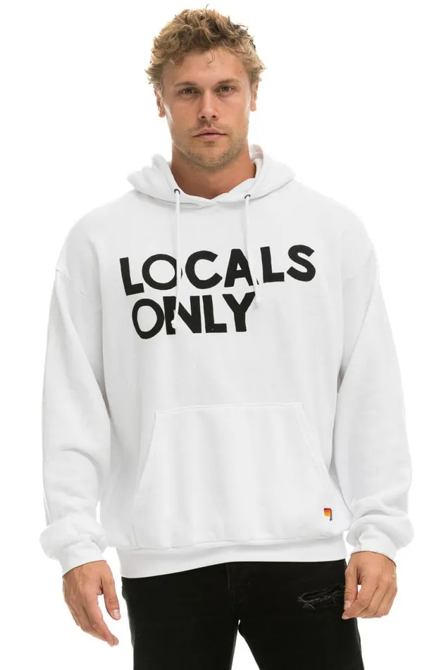 WomenMen Hoodies Aviator Nation Locals Only Relaxed Pullover Hoodie 8211 White