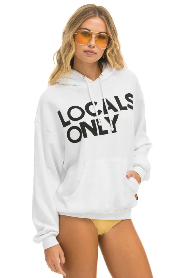 WomenMen Hoodies Aviator Nation Locals Only Relaxed Pullover Hoodie 8211 White