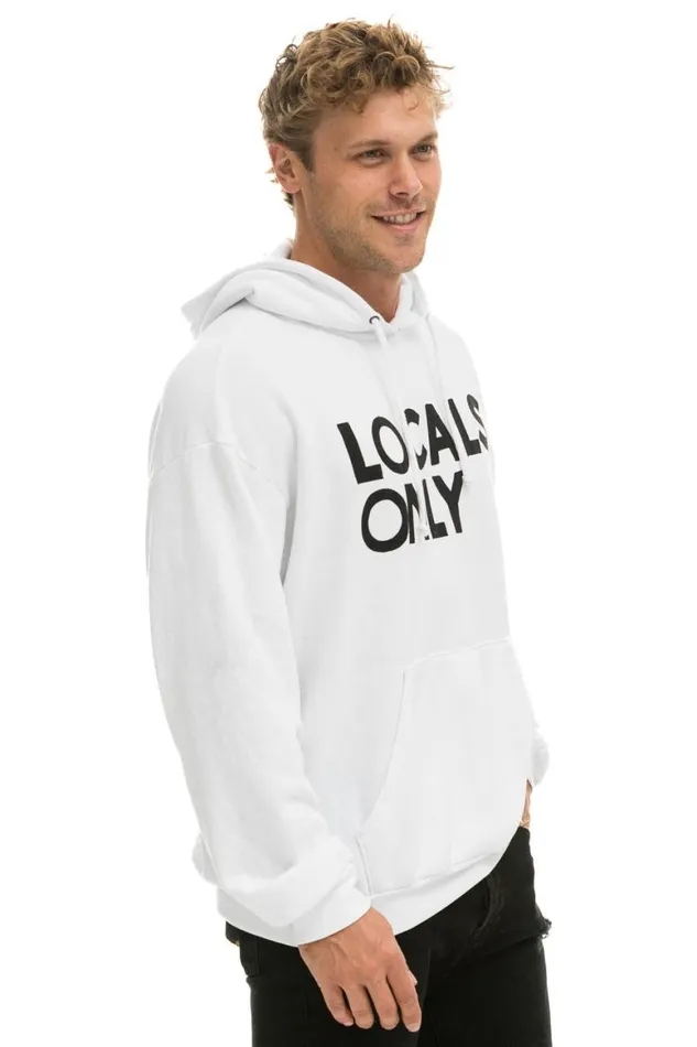 WomenMen Hoodies Aviator Nation Locals Only Relaxed Pullover Hoodie 8211 White