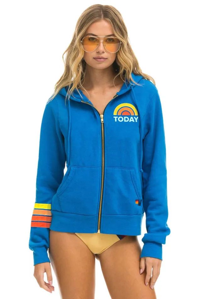 WomenMen Hoodies Aviator Nation Today Show Zip Hoodie 8211 Ocean