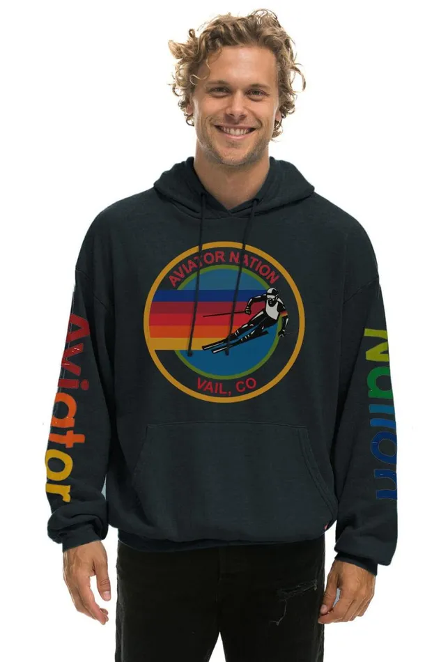 WomenMen Hoodies Aviator Nation Vail Relaxed Pullover Hoodie 8211 Charcoal