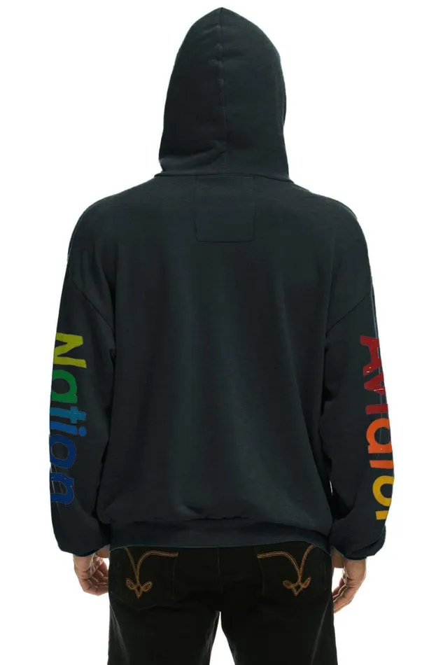 WomenMen Hoodies Aviator Nation Vail Relaxed Pullover Hoodie 8211 Charcoal