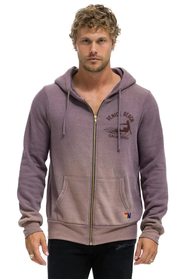 WomenMen Hoodies Aviator Nation Venice Surfer Zip Hoodie 8211 Faded Mocha