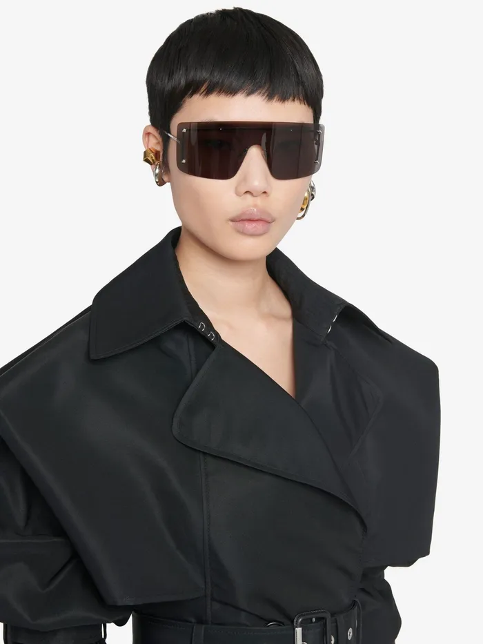 WomenMen Sunglasses Alexander McQueen Spike Studs Mask Sunglasses Smokesilver