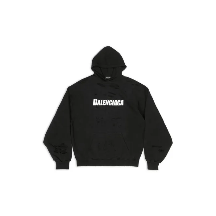 WomenMen Sweatshirts and Hoodies Balenciaga Caps Destroyed Hoodie In Black