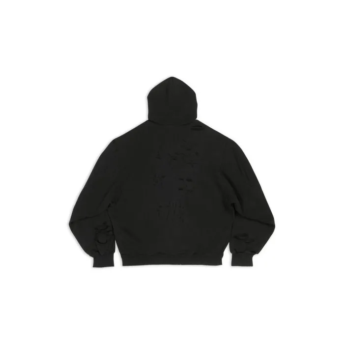 WomenMen Sweatshirts and Hoodies Balenciaga Caps Destroyed Hoodie In Black