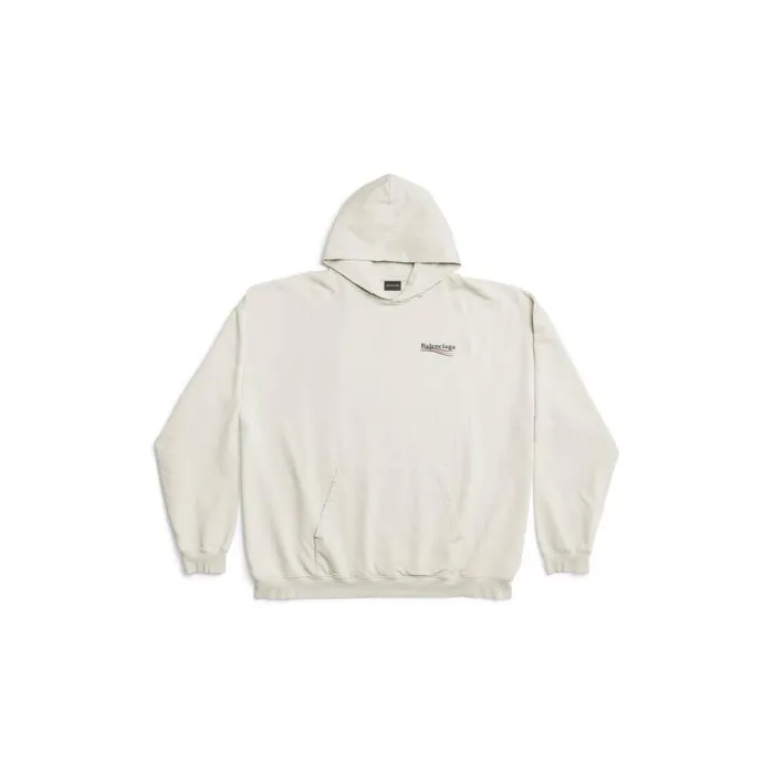 WomenMen Sweatshirts and Hoodies Balenciaga Political Campaign Hoodie Large Fit In Off White WomenMen Sweatshirts and Hoodies Balenciaga Political Campaign Hoodie Large Fit In Off White