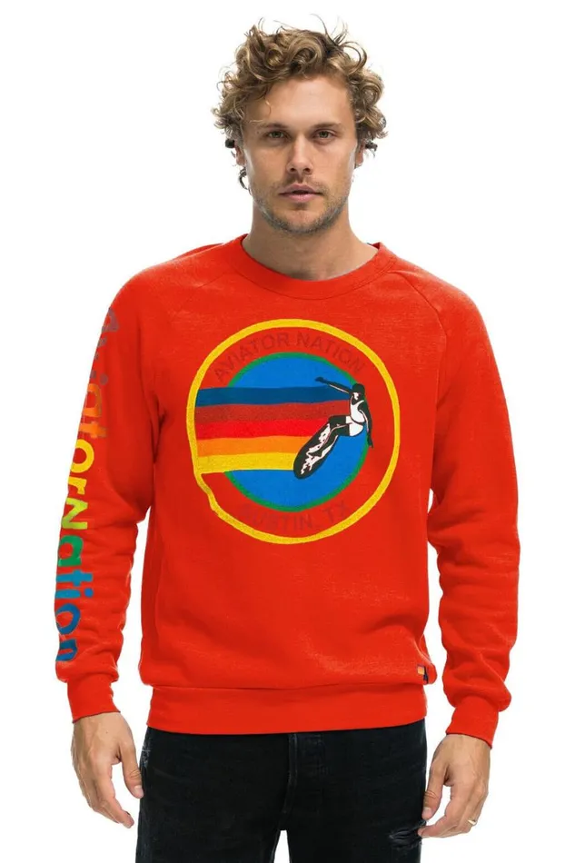 WomenMen Sweatshirts Aviator Nation Austin Crew Sweatshirt 8211 Red