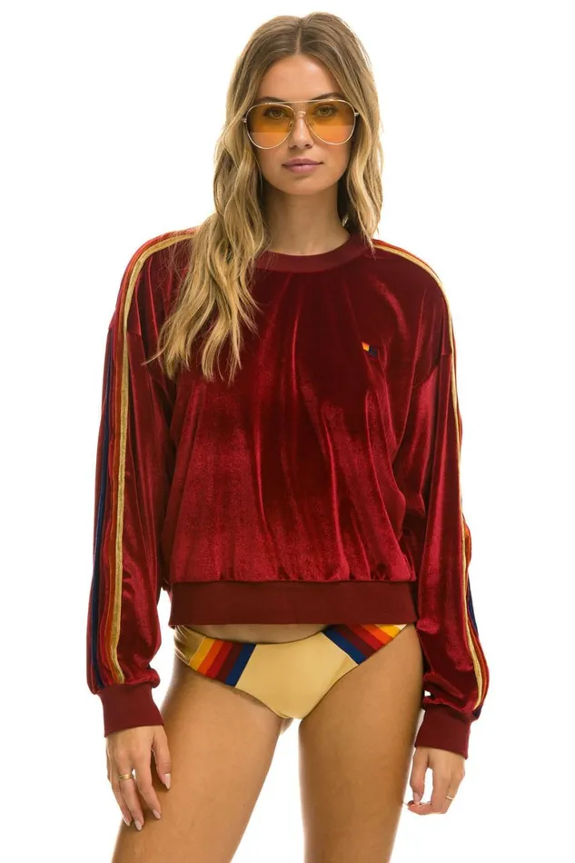 WomenMen Sweatshirts Aviator Nation Classic Velvet Relaxed Sweatshirt 8211 Red WomenMen Sweatshirts Aviator Nation Classic Velvet Relaxed Sweatshirt 8211 Red