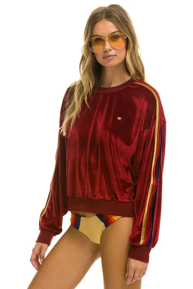 WomenMen Sweatshirts Aviator Nation Classic Velvet Relaxed Sweatshirt 8211 Red