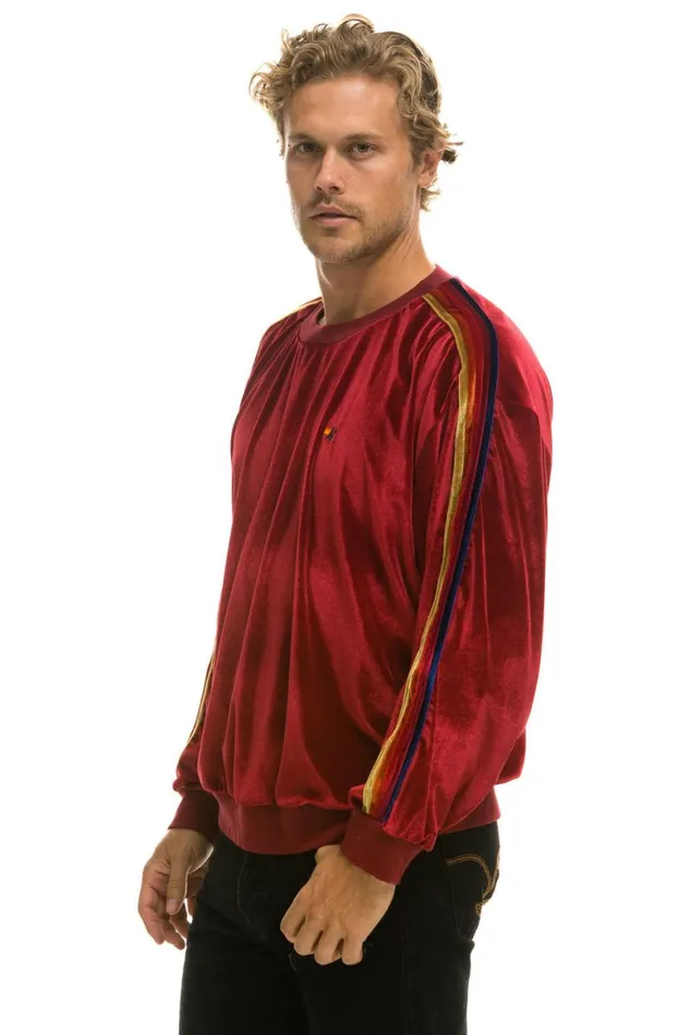 WomenMen Sweatshirts Aviator Nation Classic Velvet Relaxed Sweatshirt 8211 Red
