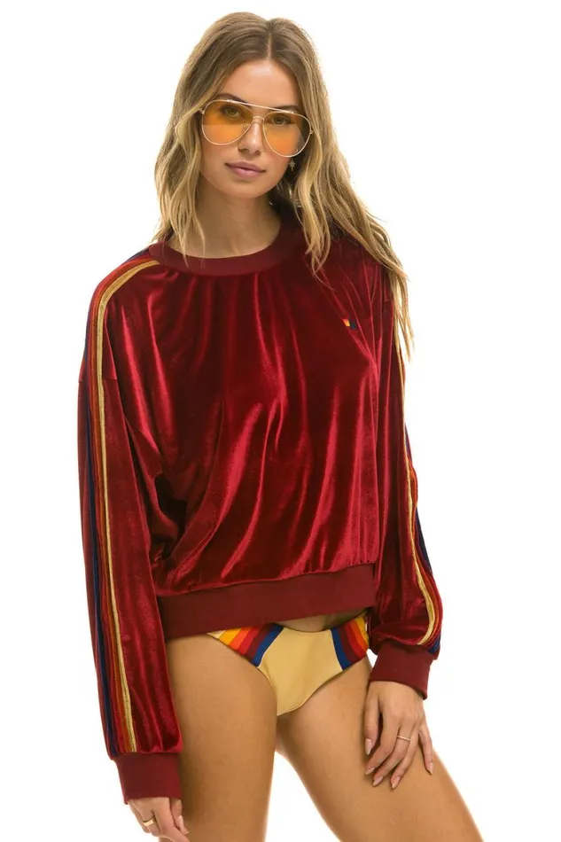 WomenMen Sweatshirts Aviator Nation Classic Velvet Relaxed Sweatshirt 8211 Red