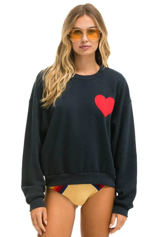 WomenMen Sweatshirts Aviator Nation Heart Stitch Relaxed Crew Sweatshirt 8211 Charcoal WomenMen Sweatshirts Aviator Nation Heart Stitch Relaxed Crew Sweatshirt 8211 Charcoal
