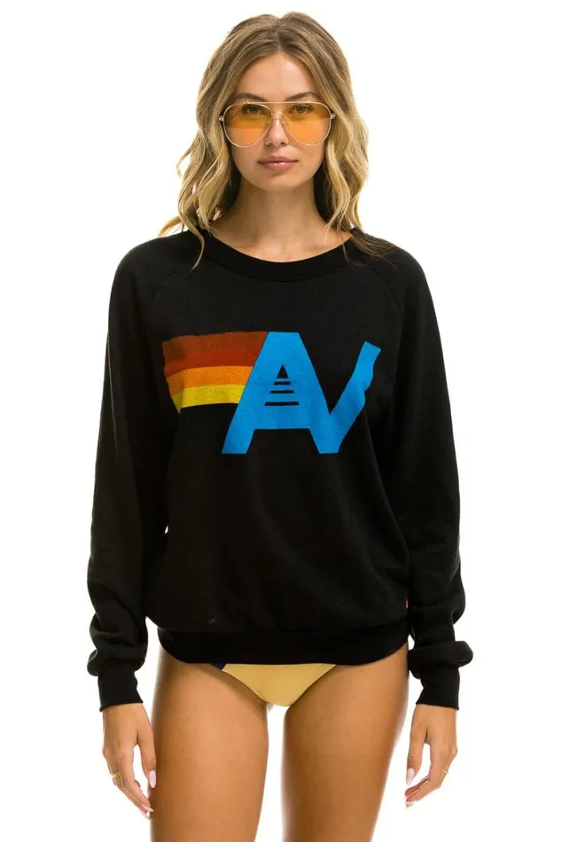 WomenMen Sweatshirts Aviator Nation Logo Sweatshirt 8211 Black