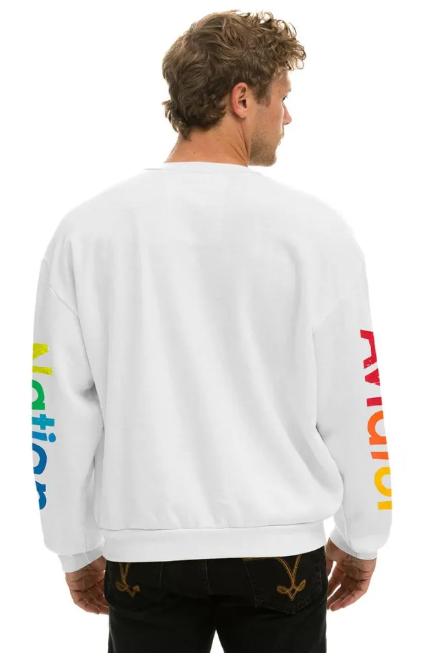 WomenMen Sweatshirts Aviator Nation Malibu Relaxed Crew Sweatshirt 8211 White