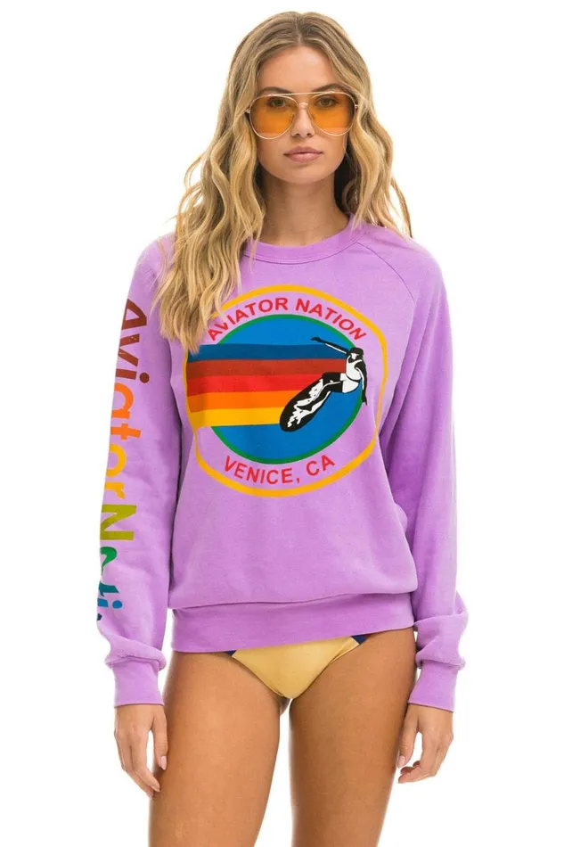 WomenMen Sweatshirts Aviator Nation Sweatshirt 8211 Neon Purple