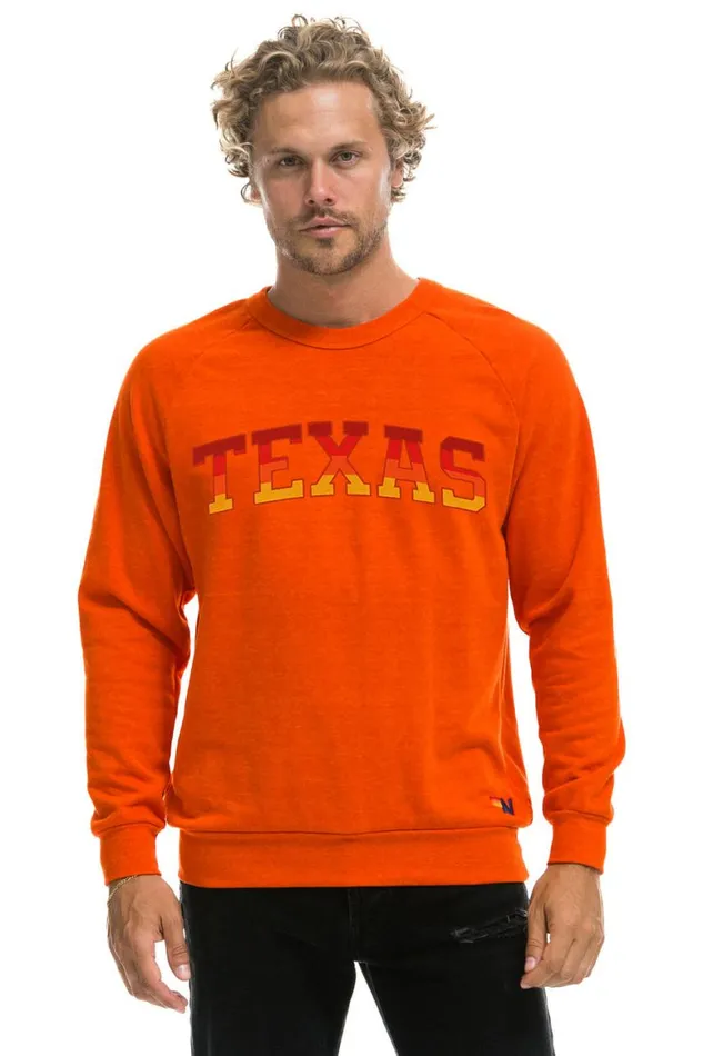 WomenMen Sweatshirts Aviator Nation University Of Texas Crew Sweatshirt 8211 Orange