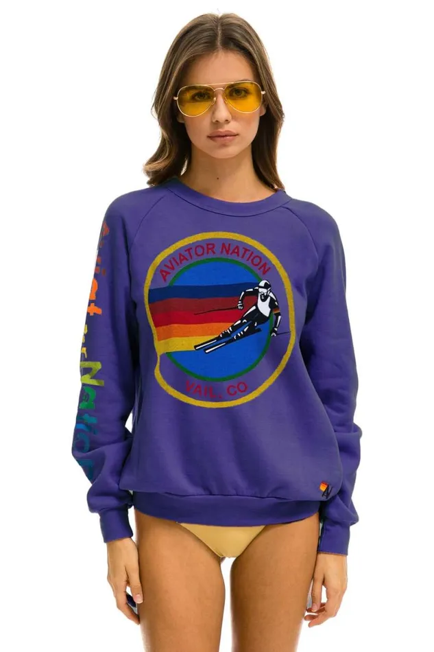 WomenMen Sweatshirts Aviator Nation Vail Crew Sweatshirt 8211 Purple