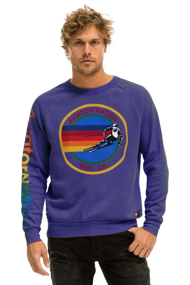 WomenMen Sweatshirts Aviator Nation Vail Crew Sweatshirt 8211 Purple