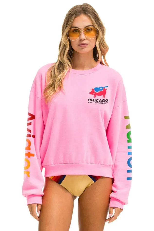 WomenMen Sweatshirts Aviator Nation Windy City Smokeout 2024 Crew Sweatshirt Relaxed 8211 Neon Pink WomenMen Sweatshirts Aviator Nation Windy City Smokeout 2024 Crew Sweatshirt Relaxed 8211 Neon Pink