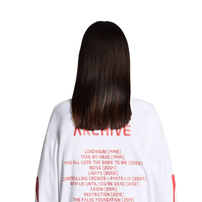 WomenMen Tshirts Balenciaga Balenciaga Music Archive Series Connected Long Sleeve Tshirt Medium Fit In Light Greyred