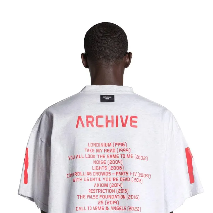 WomenMen Tshirts Balenciaga Balenciaga Music Archive Series Connected Tshirt Oversized In Light Greyred
