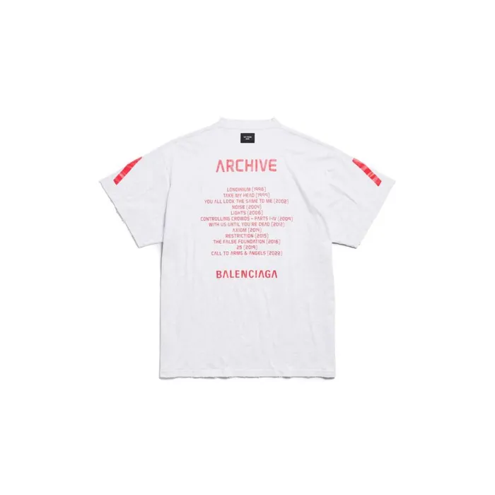 WomenMen Tshirts Balenciaga Balenciaga Music Archive Series Connected Tshirt Oversized In Light Greyred