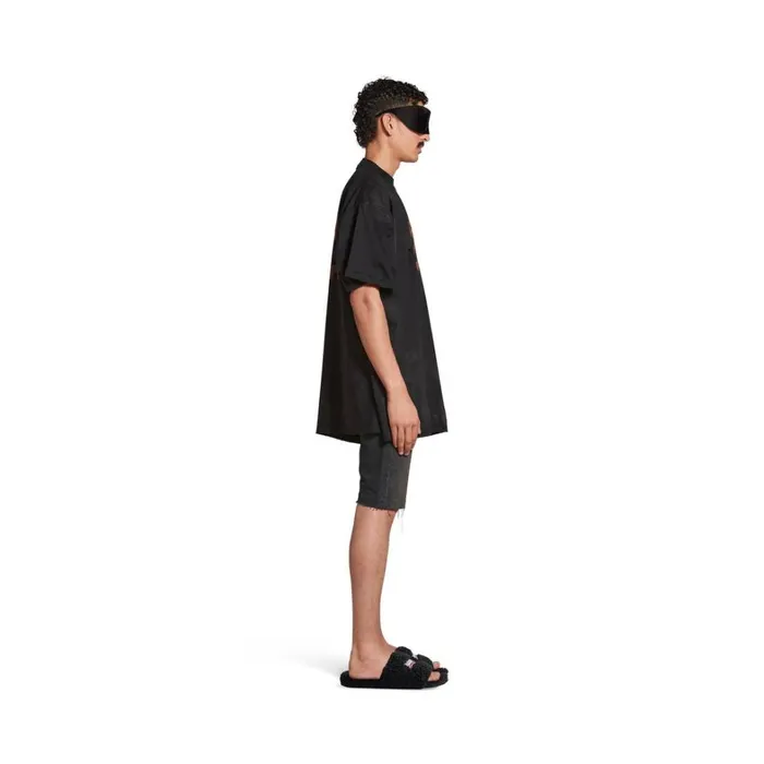 WomenMen Tshirts Balenciaga Crypto Tshirt Oversized In Black Faded
