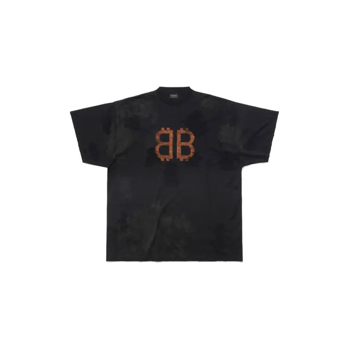 WomenMen Tshirts Balenciaga Crypto Tshirt Oversized In Black Faded