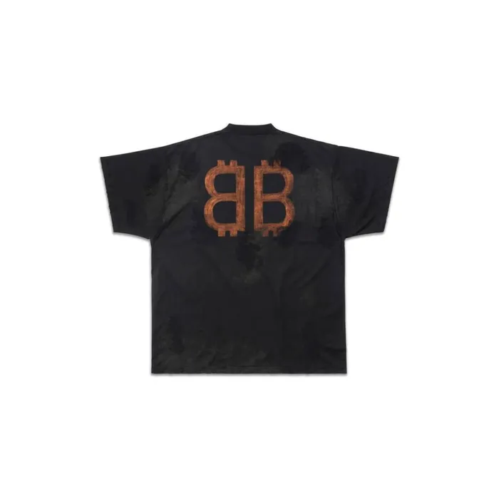 WomenMen Tshirts Balenciaga Crypto Tshirt Oversized In Black Faded
