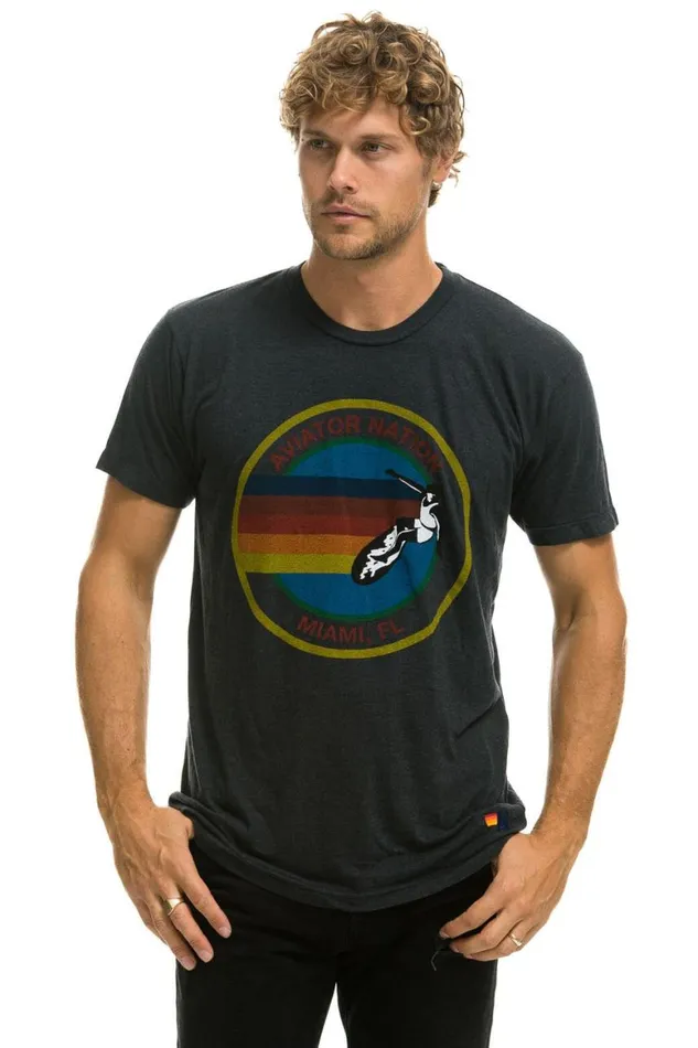 WomenMen Tees Aviator Nation Miami Tee 8211 Charcoal