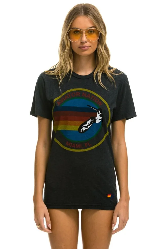 WomenMen Tees Aviator Nation Miami Tee 8211 Charcoal
