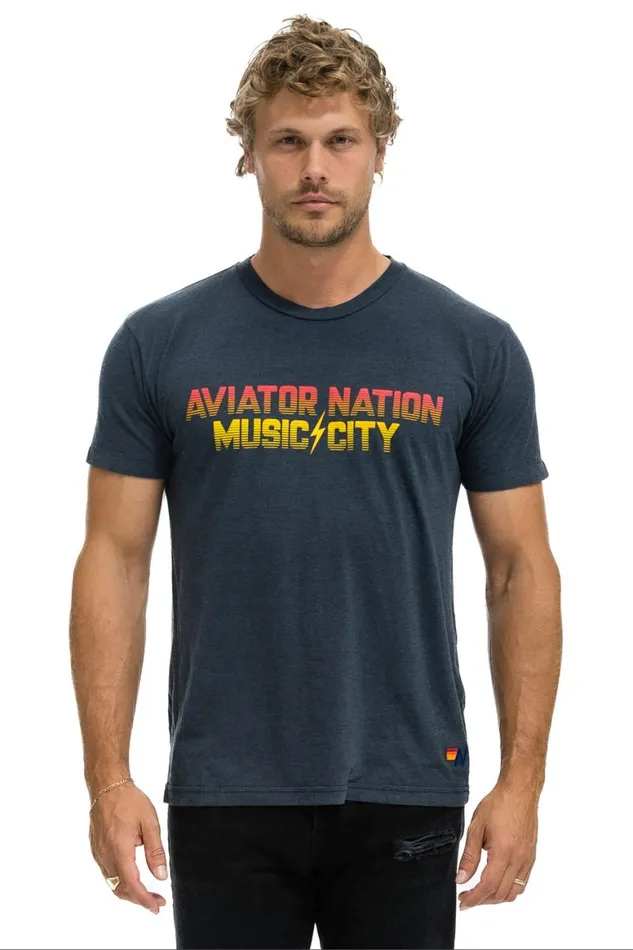 WomenMen Tees Aviator Nation Nashville Music City Tee 8211 Charcoal