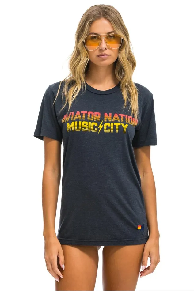 WomenMen Tees Aviator Nation Nashville Music City Tee 8211 Charcoal