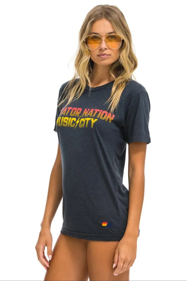 WomenMen Tees Aviator Nation Nashville Music City Tee 8211 Charcoal