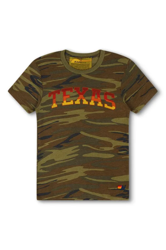 WomenMen Tees Aviator Nation University Of Texas Crew Tee Shirt 8211 Camo