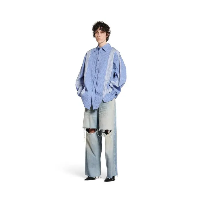 WomenMen Tops and Shirts Balenciaga Diy Shirt Oversized In Light Blue