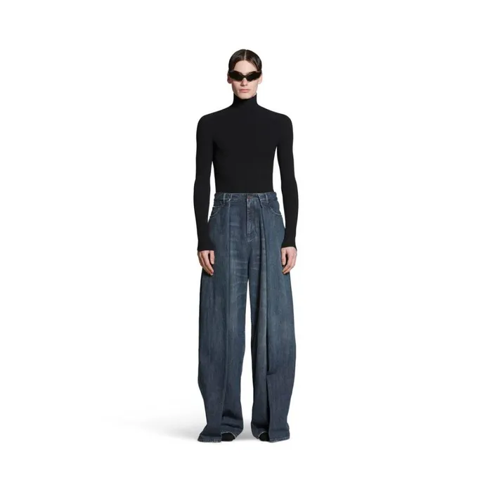 WomenMen Trousers Balenciaga Double Side Trousers In Dark Blue