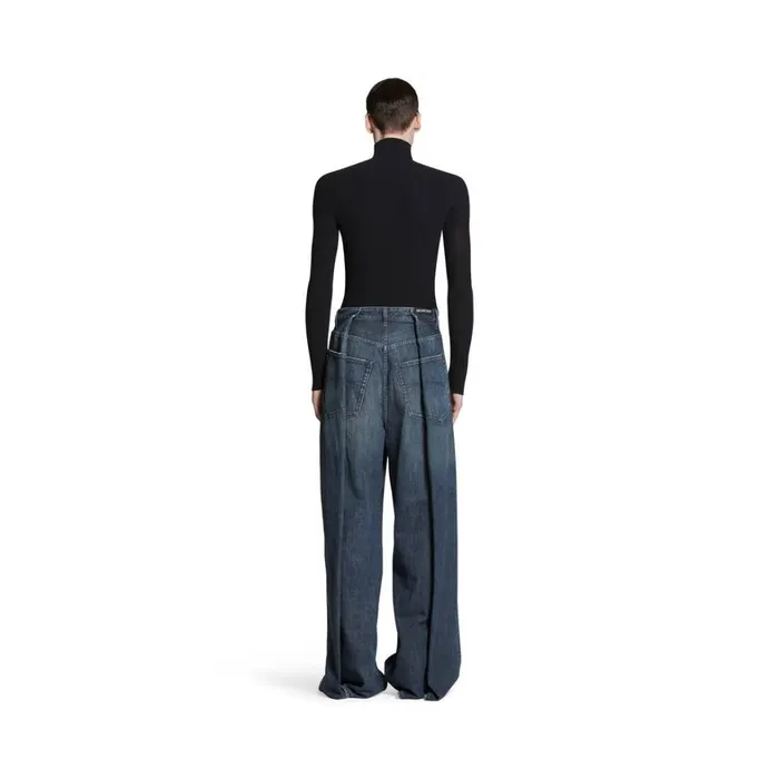 WomenMen Trousers Balenciaga Double Side Trousers In Dark Blue