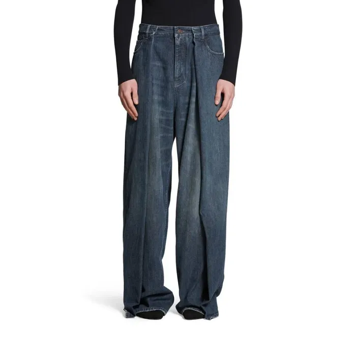 WomenMen Trousers Balenciaga Double Side Trousers In Dark Blue