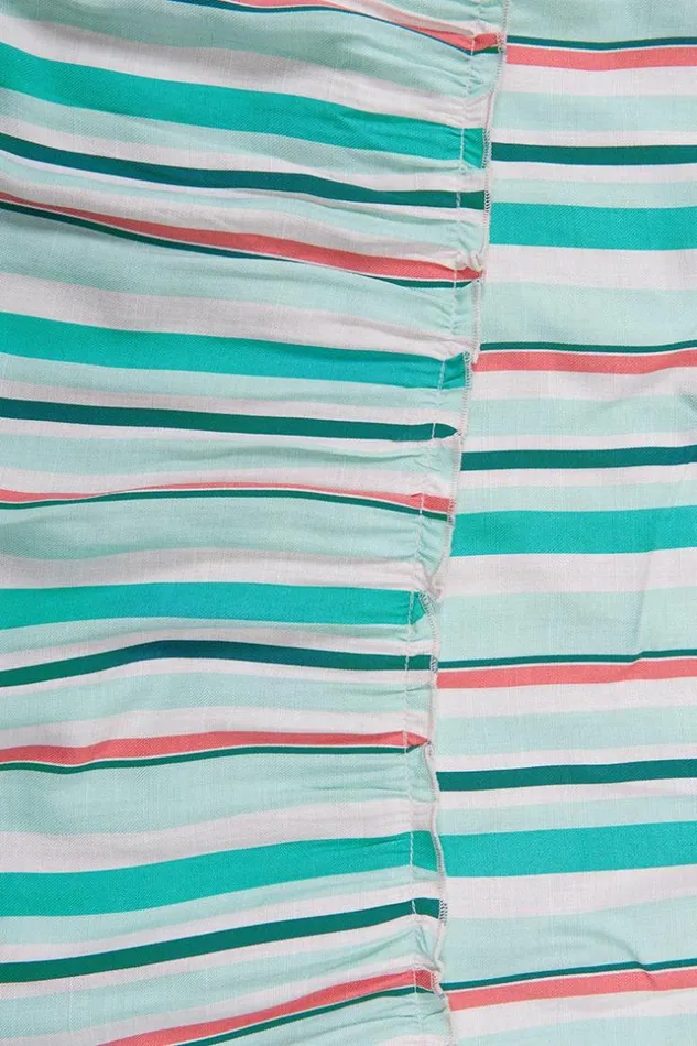 Women Midi Dresses Cupshe Alondra Stripe Frill Halter Neck Elastic Waisted Slip Dress Green
