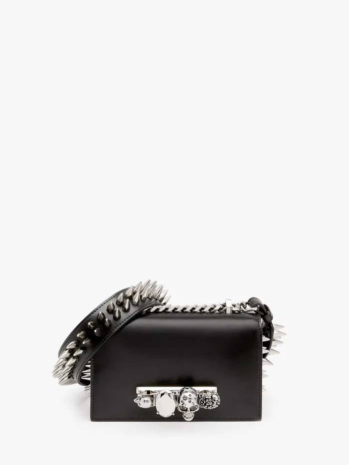 Women Mini Bags Alexander McQueen The Biker Studded Mini Jewelled Satchel Black Women Mini Bags Alexander McQueen The Biker Studded Mini Jewelled Satchel Black